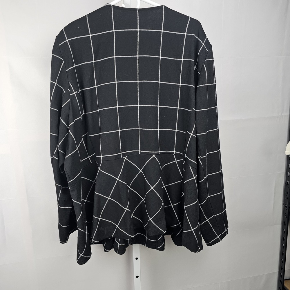 NWT Lane Bryant Peplum Zip Front Jacket Window Pane Black White Career Office 28 - Picture 3 of 9
